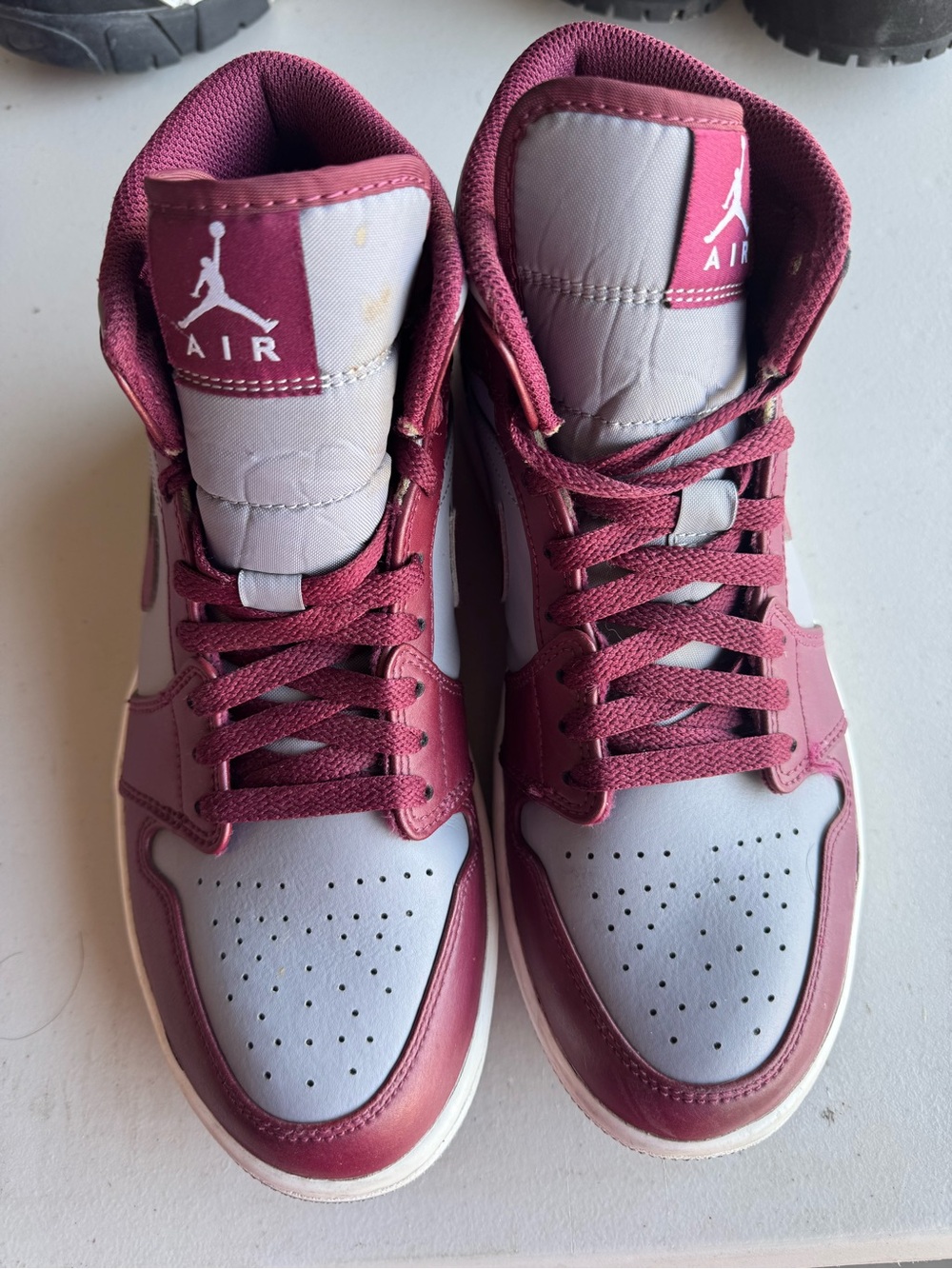 Nike Air Jordan High Top Sneakers in Burgundy and Light Gray